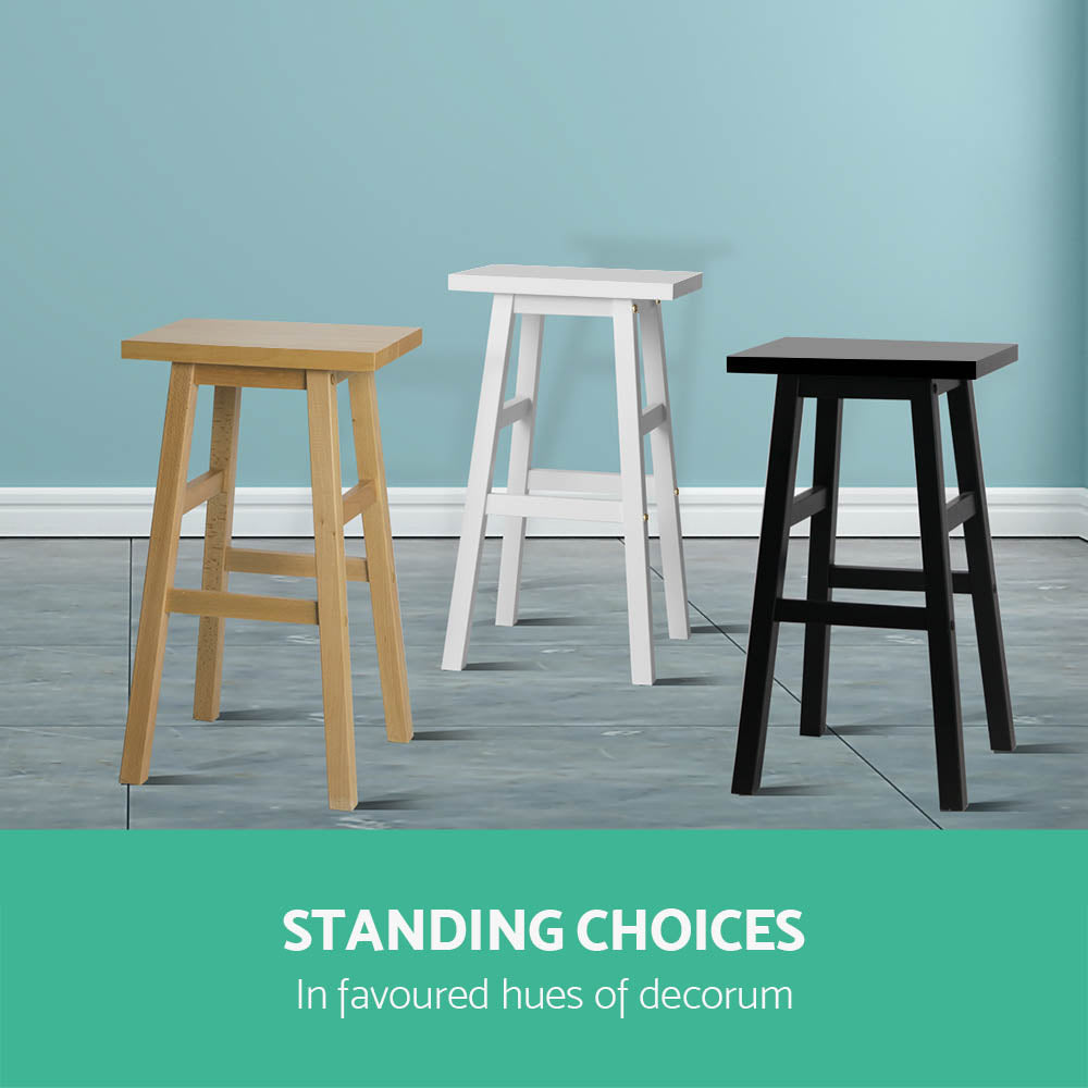 Marston Beech Wood Bar Stools – White – Set of 2