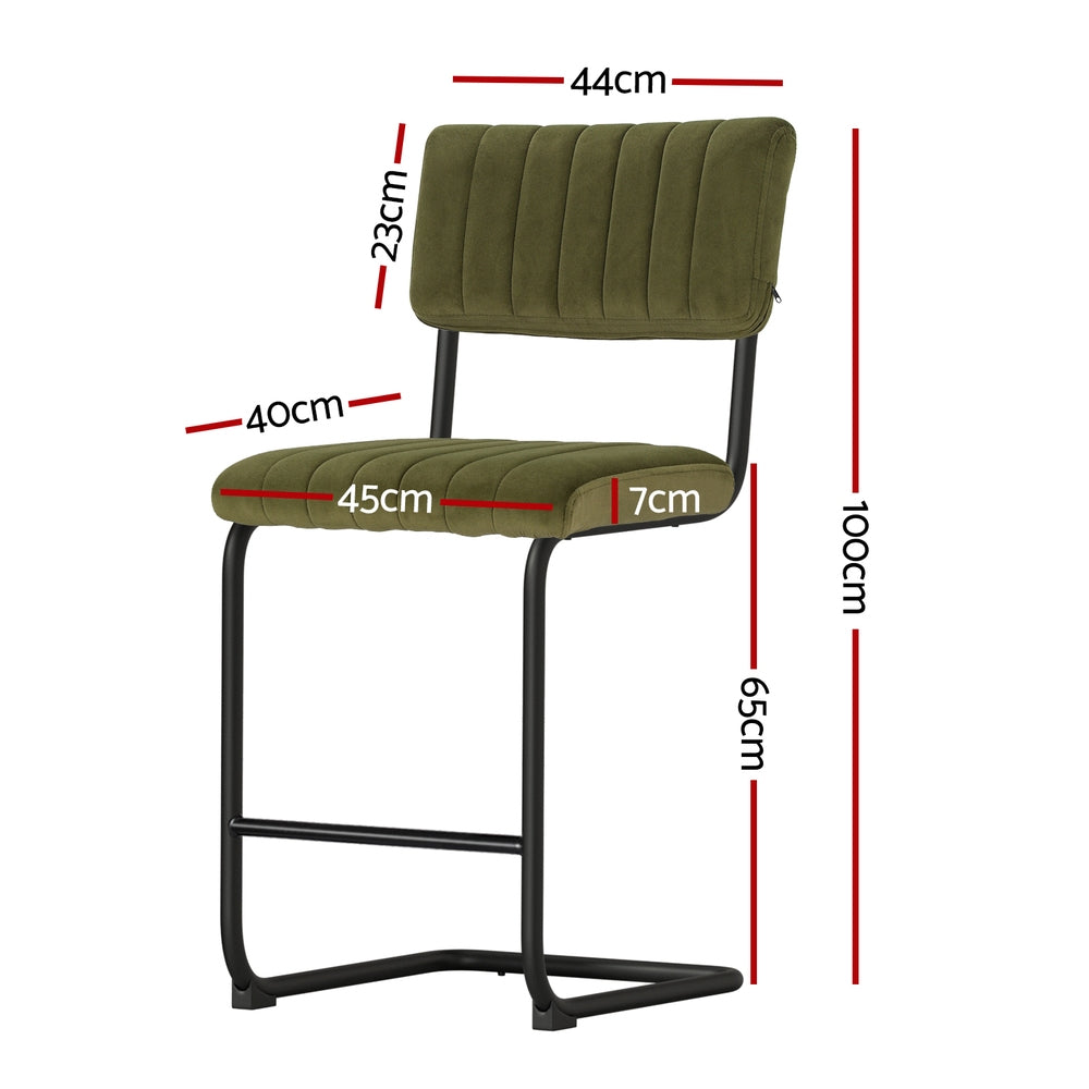 Orman Velvet Bar Stools – Green – Set of 2