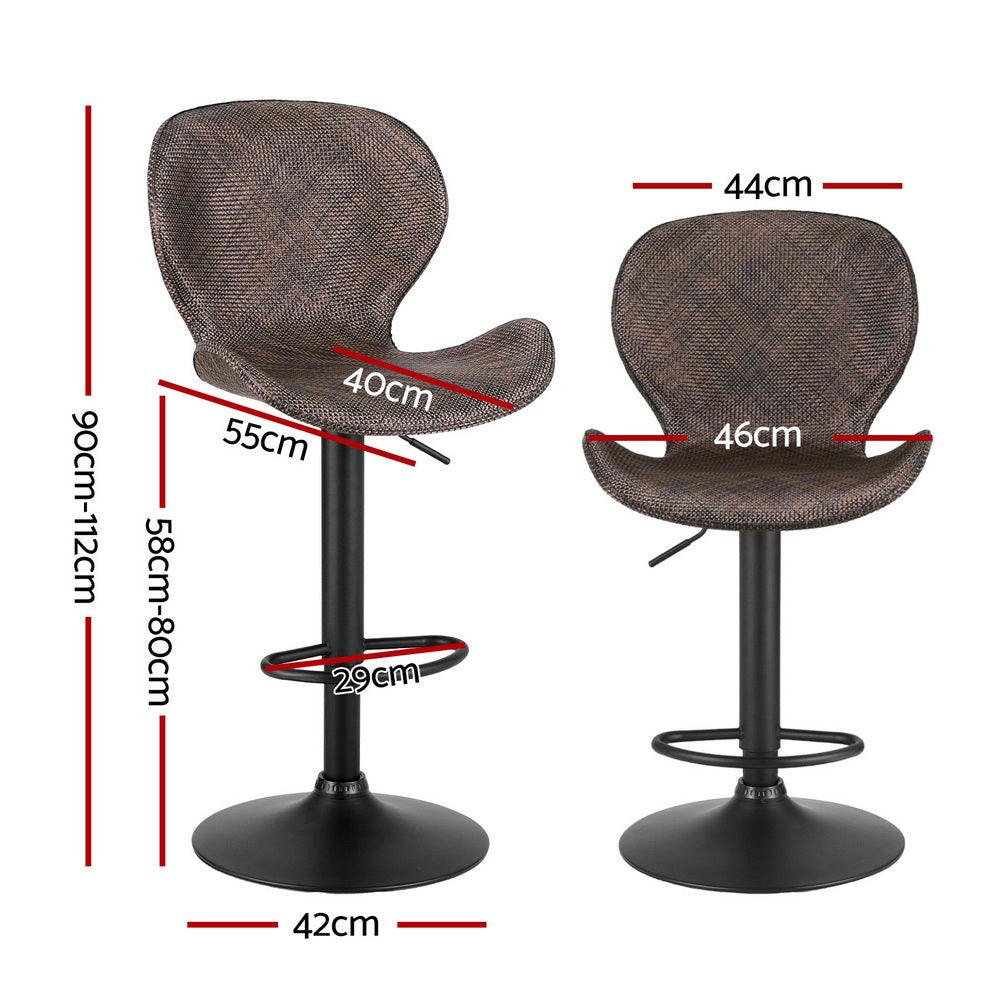 Cove Swivel Gas Lift Bar Stools with Wing Design – Brown – Set of 2