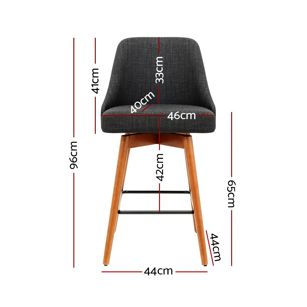 Ashton Fabric Bar Stools – Charcoal – Set of 2