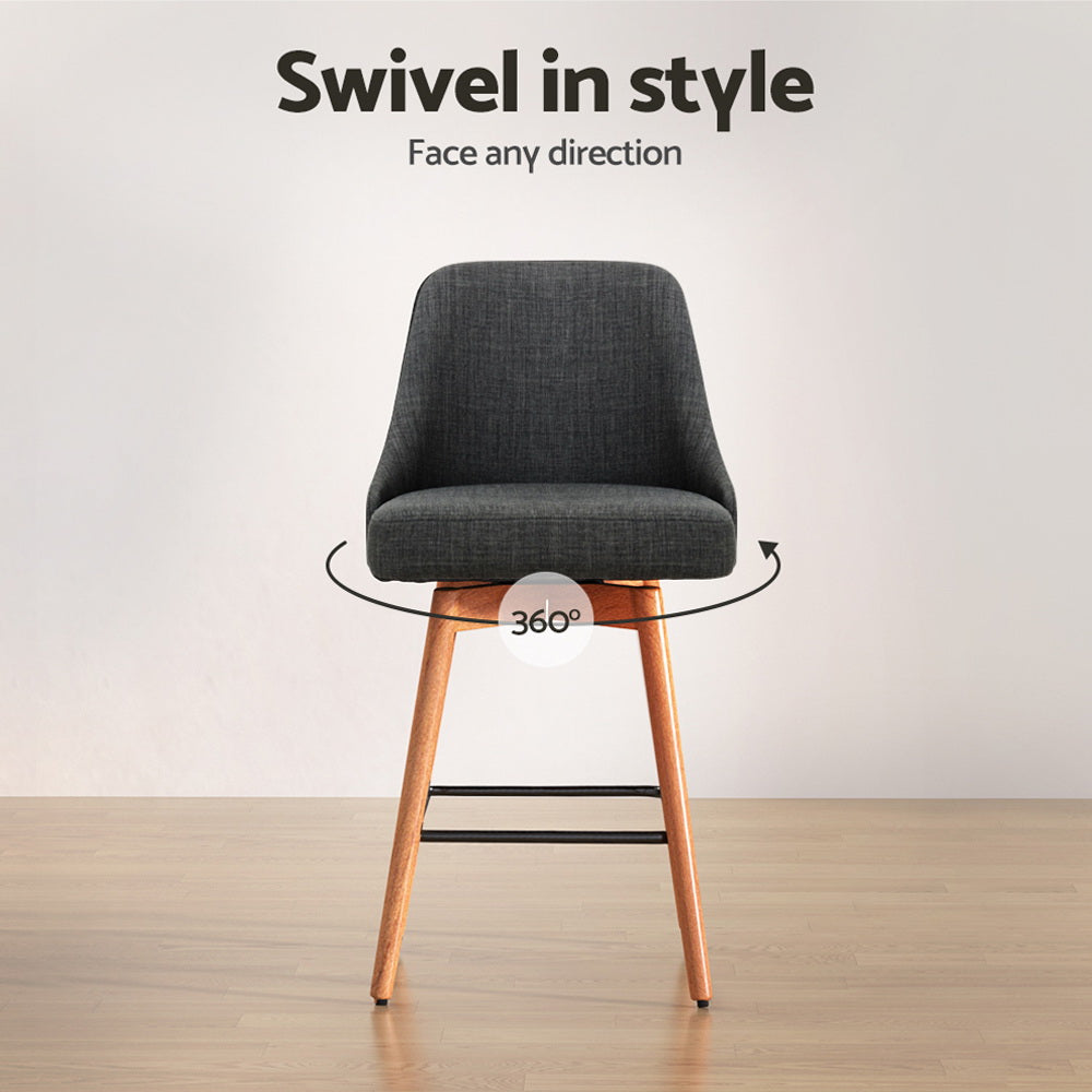 Ashton Fabric Bar Stools – Charcoal – Set of 2