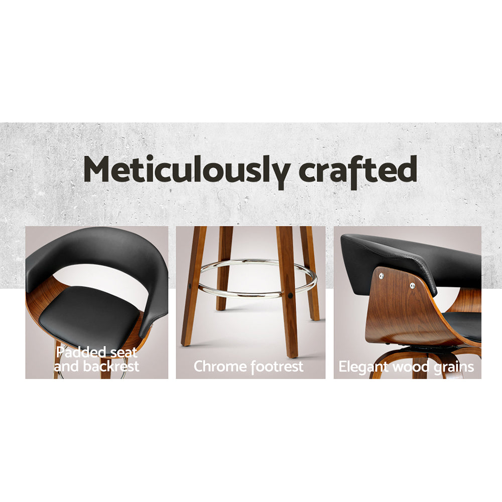 Oakley Swivel Bar Stool – Wood & Black – Single