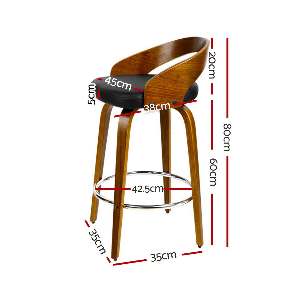 Serano Walnut Bar Stools – Brown / Wood – Set of 2