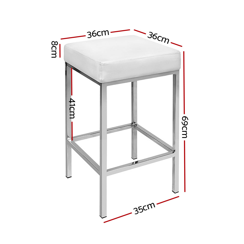 Fiora Backless Bar Stools – White – Set of 2