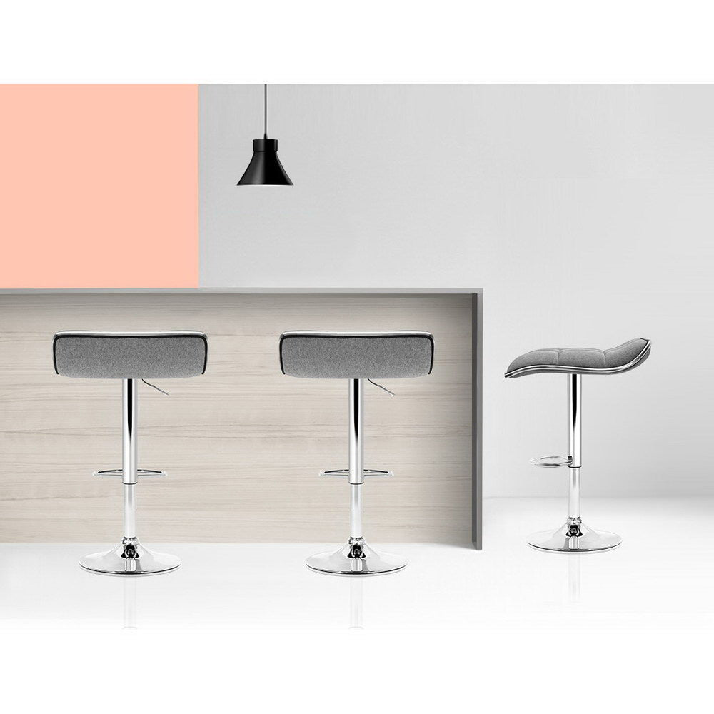 Nara Fabric Swivel Bar Stools – Grey – Set of 2