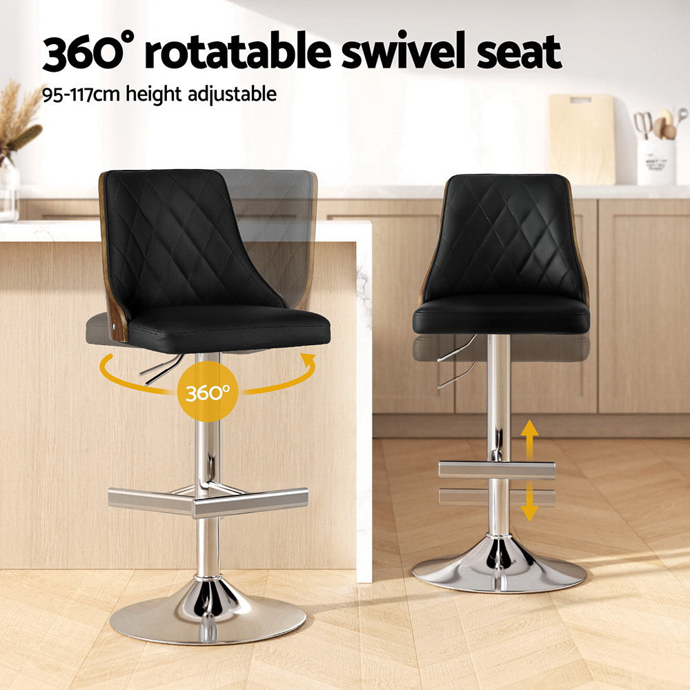 Bellaire Wood Swivel Bar Stools – Black – Set of 2