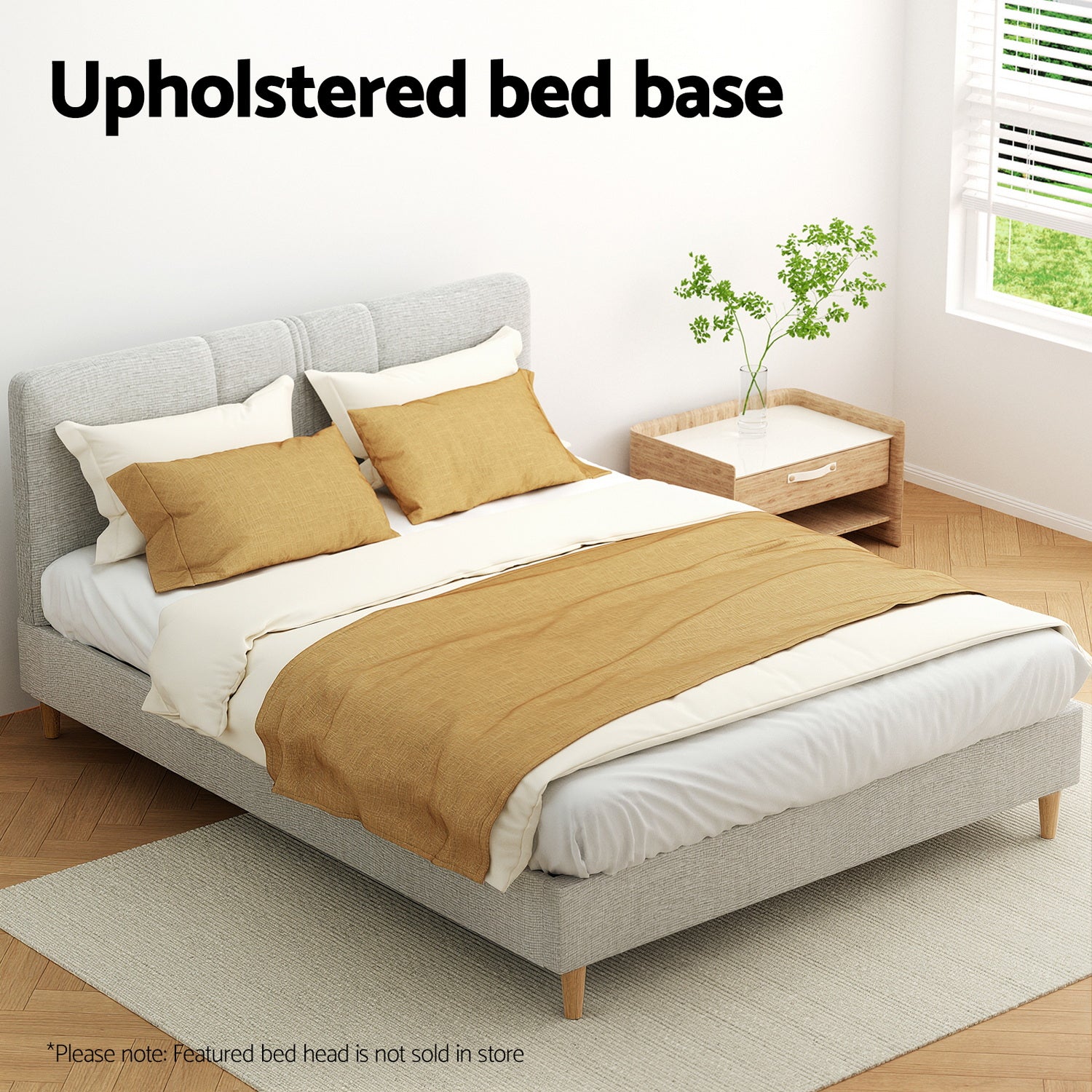 Zora Premium Fabric Bed Frame – Beige – Double