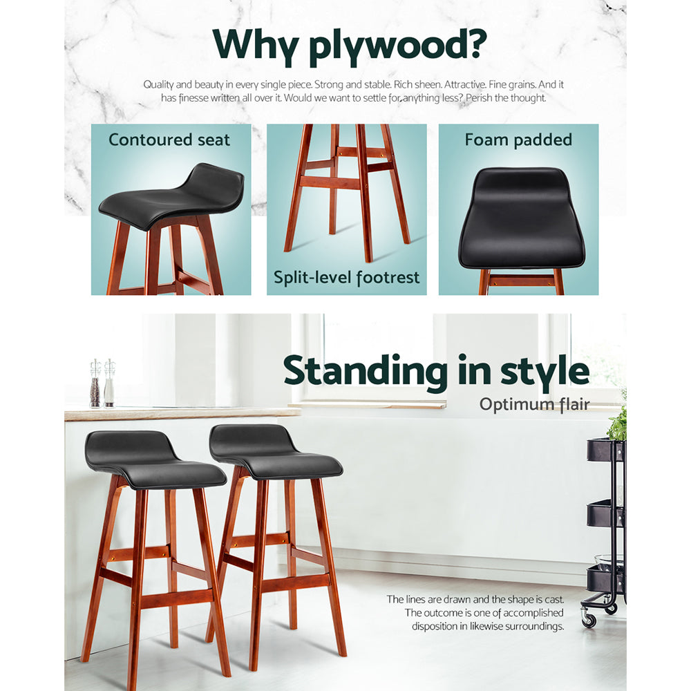 Sliva Wave Style Bar Stools – Black – Set of 2