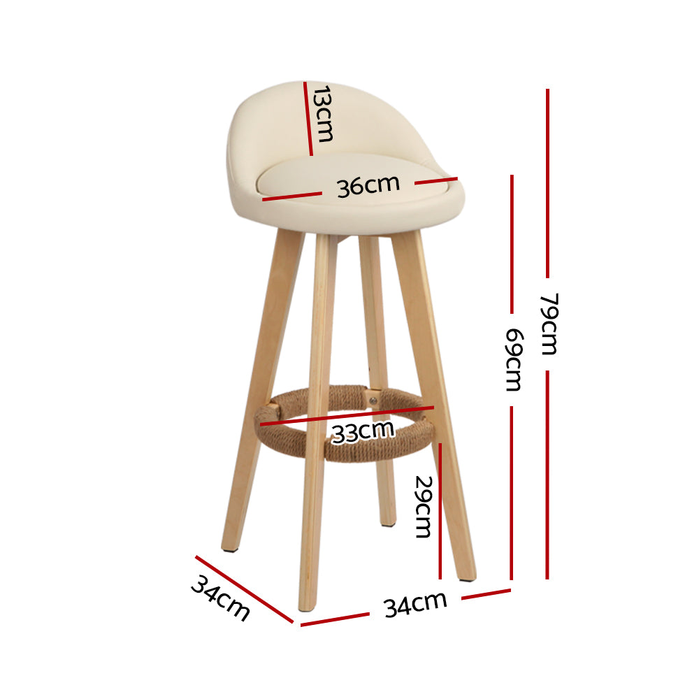 Dalvey Padded Bar Stools – Beige – Set of 4