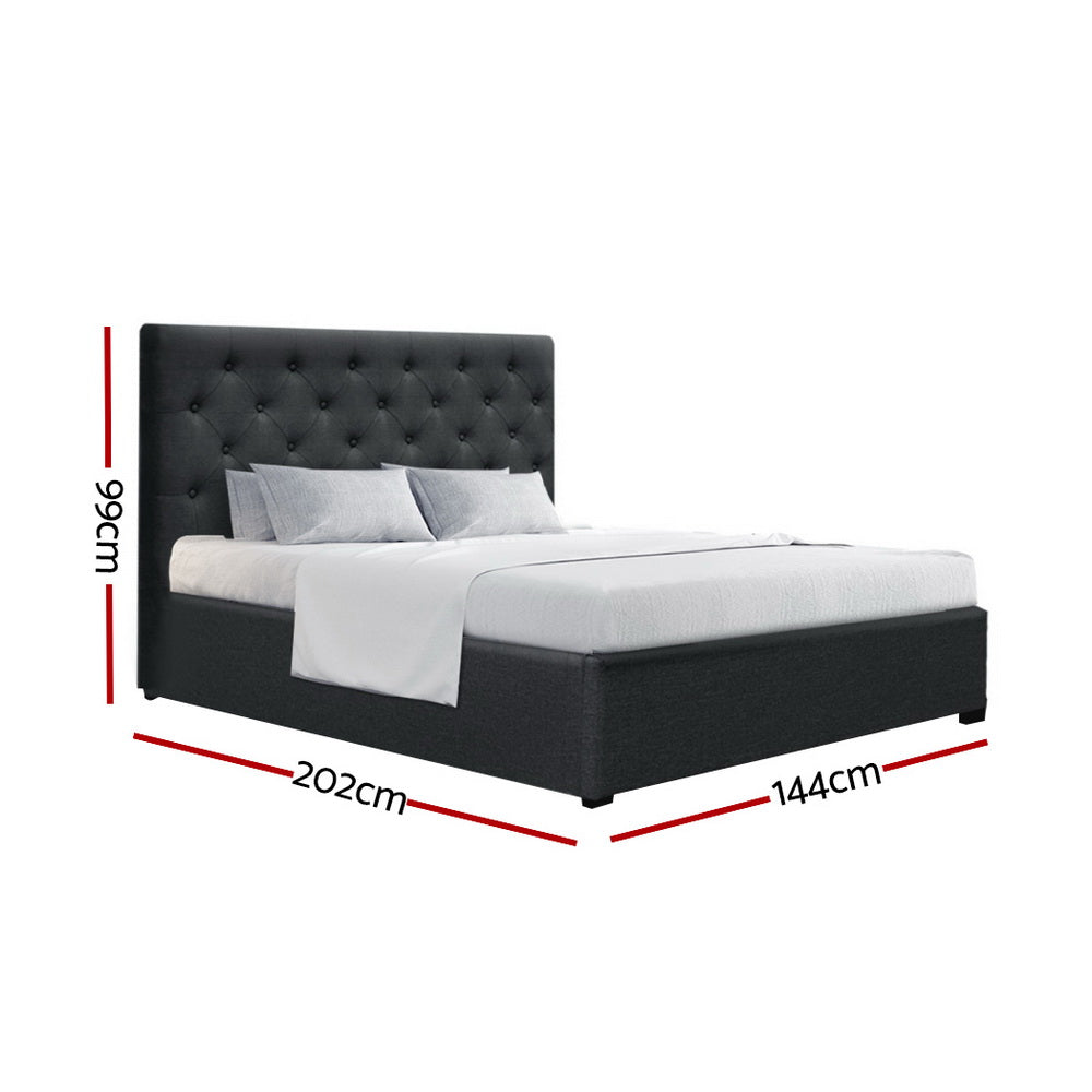 Sorren Gas Lift Linen Bed Frame – Charcoal – Double