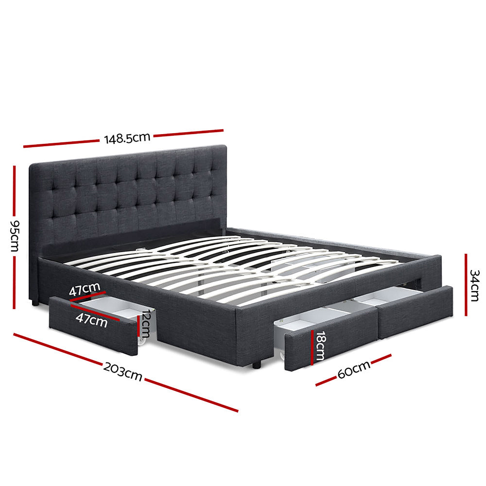 Halston Linen Storage Bed Frame – Charcoal – Double
