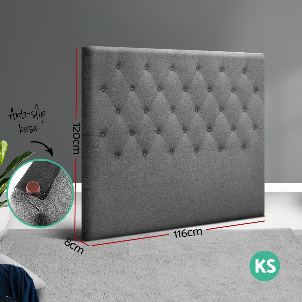 Cove Tufted Bed Head – Grey – King Single