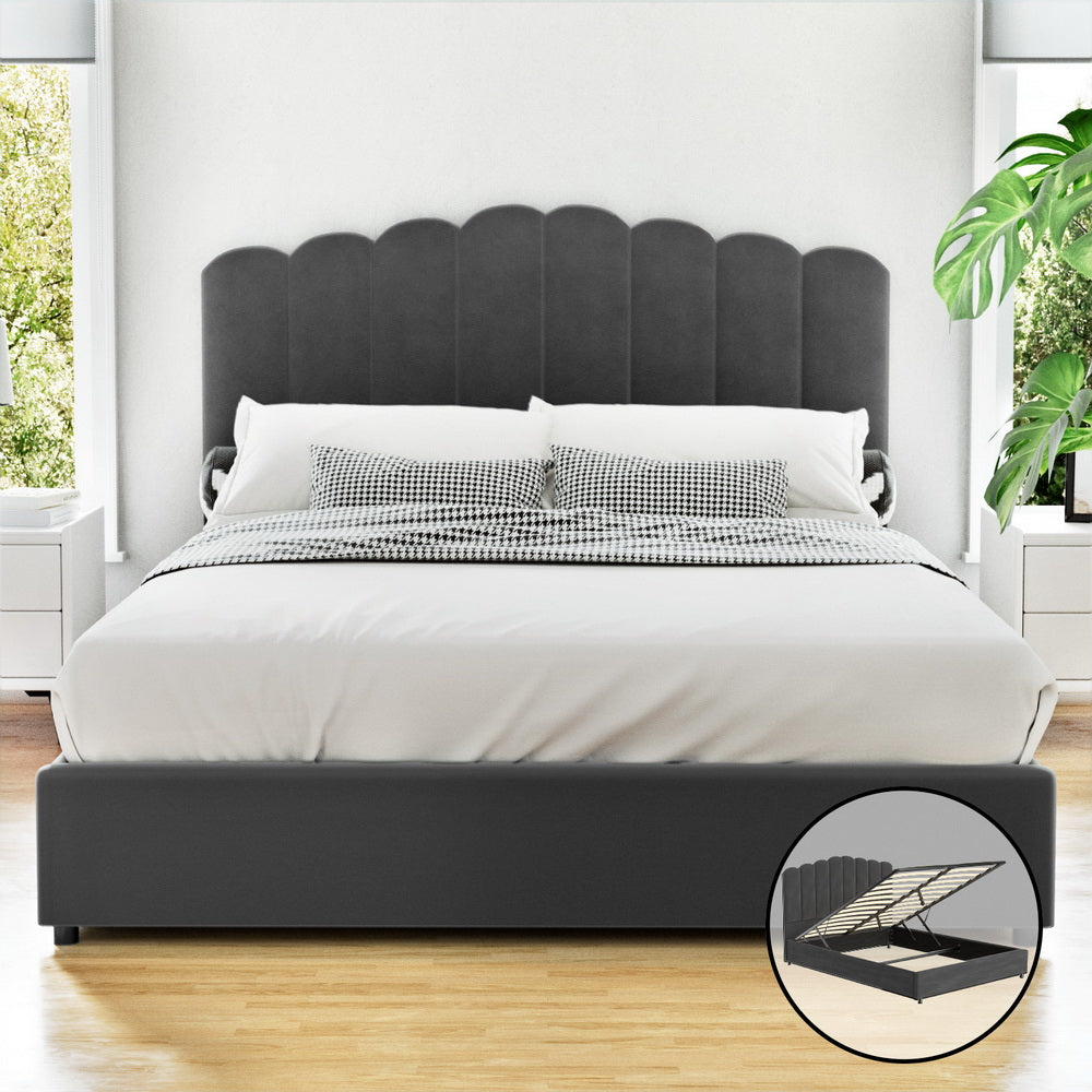 Bed Frame Velvet Grey FION – Queen
