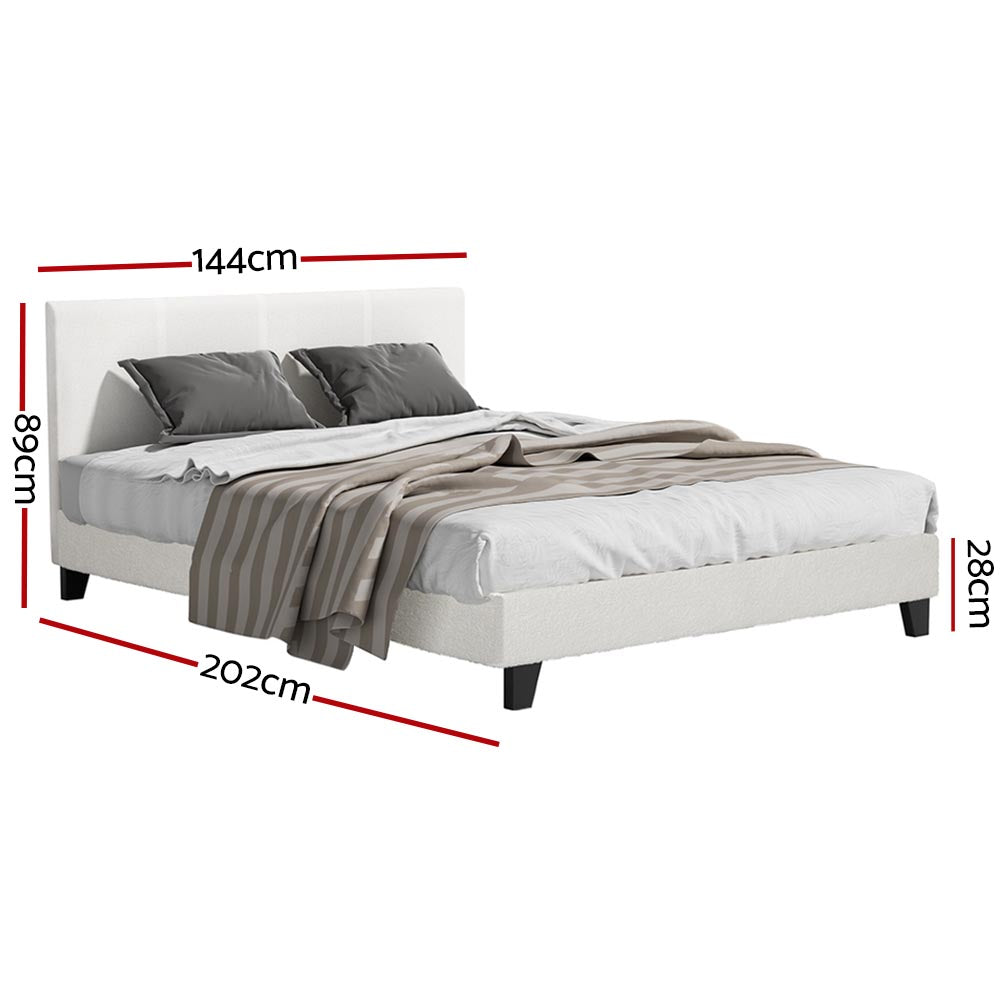 Neo Bouclé Bed Frame – White – Double