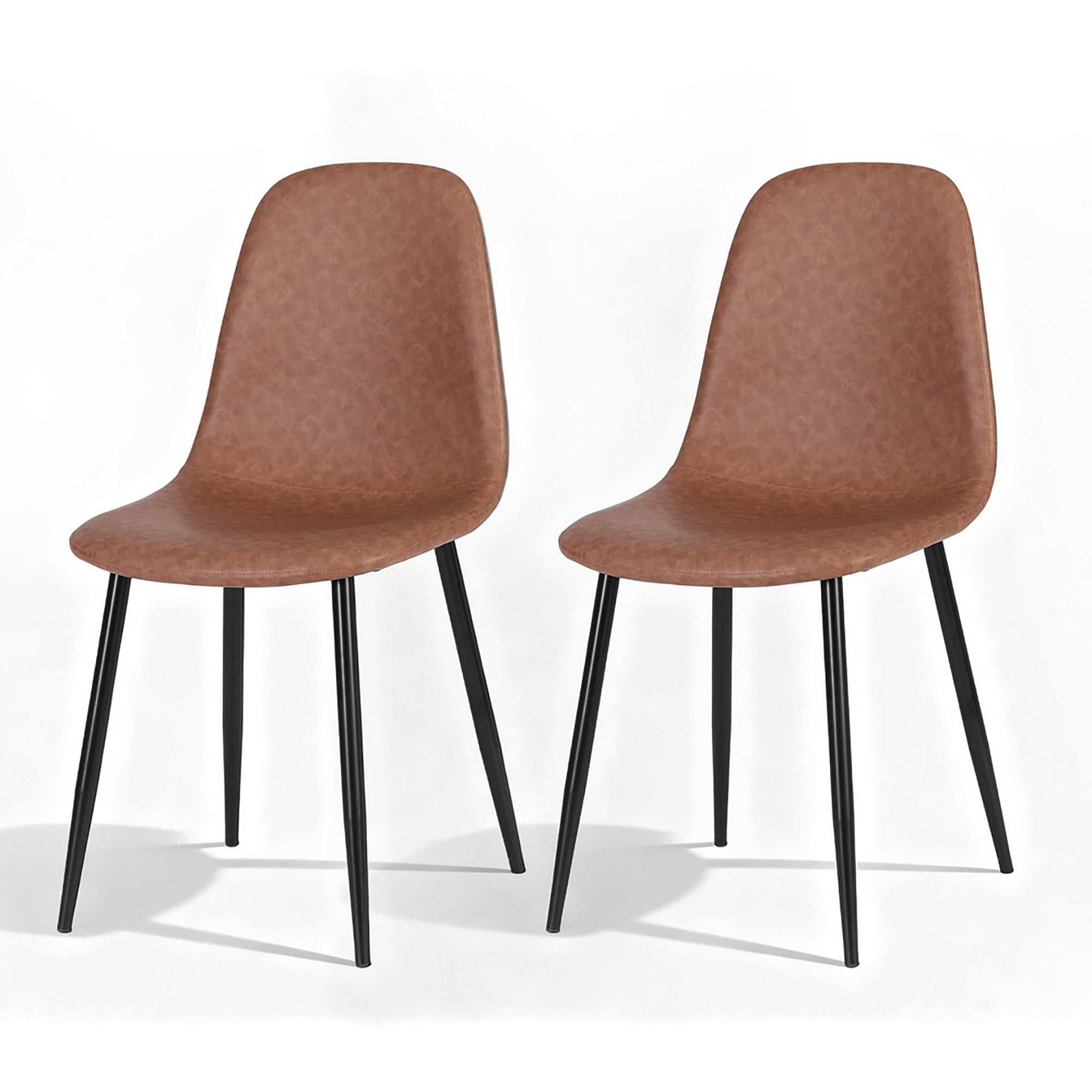 Cove 2x Dining Chairs Retro PU Leather Kitchen Lounge Cafe Accent Chair Brown