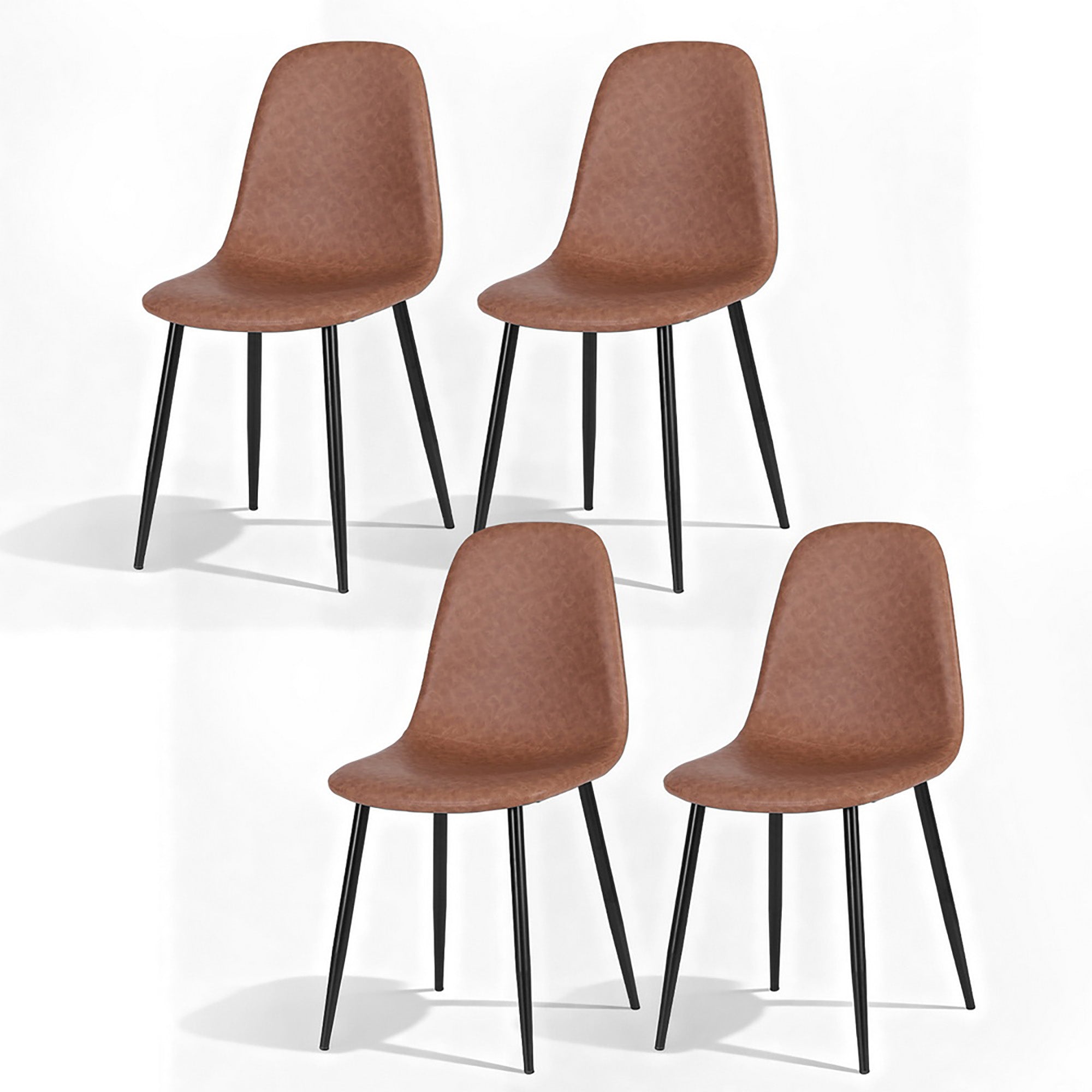 Nova 4x Dining Chairs Retro PU Leather Kitchen Lounge Cafe Accent Chair Brown