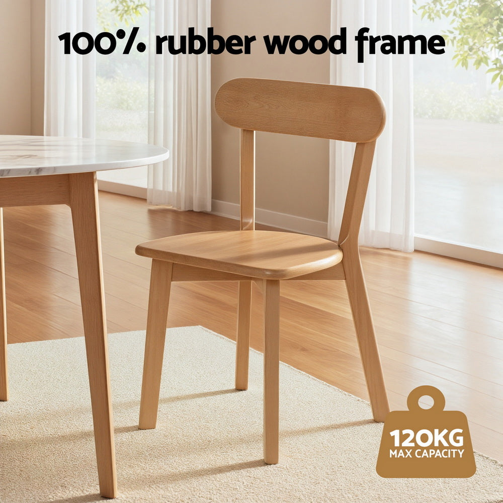Cove Rubber Wood Dining Chairs – Natural – Set of 2