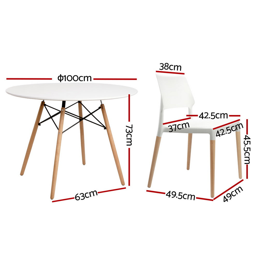 Haven Round Dining Set – White – 4 Seats