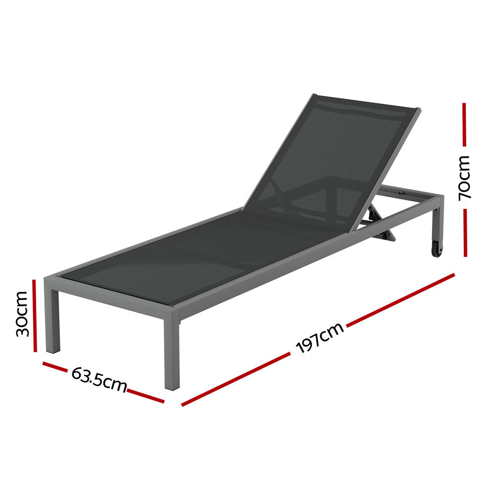 Callan Aluminium Sun Lounger with Wheels – Grey