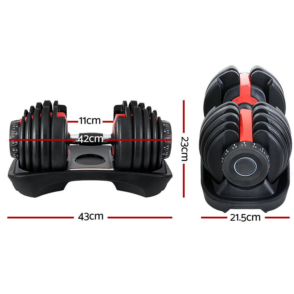 Everfit Adjustable Dumbbells – Black – Set of 2