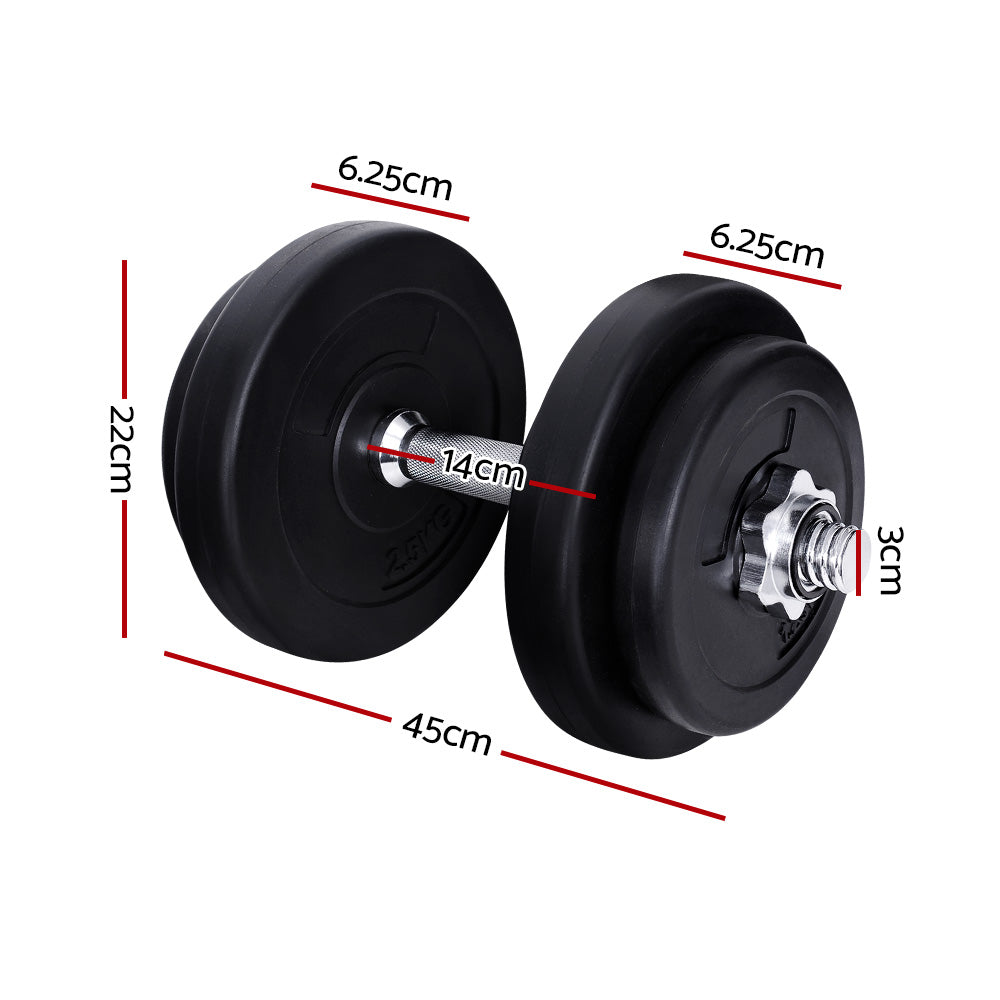 Everfit Dumbbell Set – Black – 20kg Total