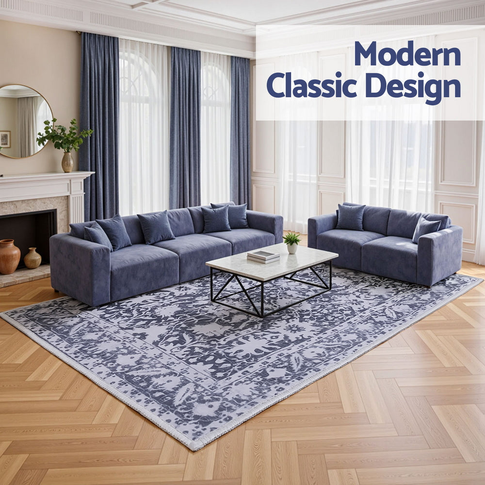 Serano Velvet Floor Rug – Grey – 240 x 340 cm