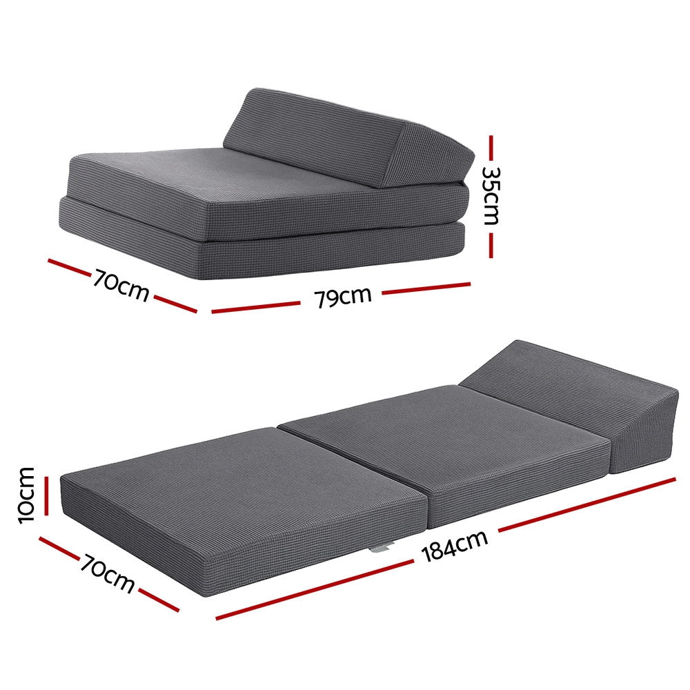 Dalton Trifold Memory Foam Mattress – Grey – Single