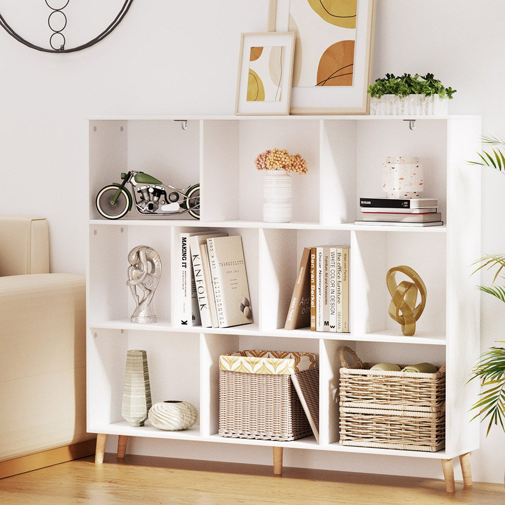 Bookshelf 3 Tiers 10 Cubes - CORA White
