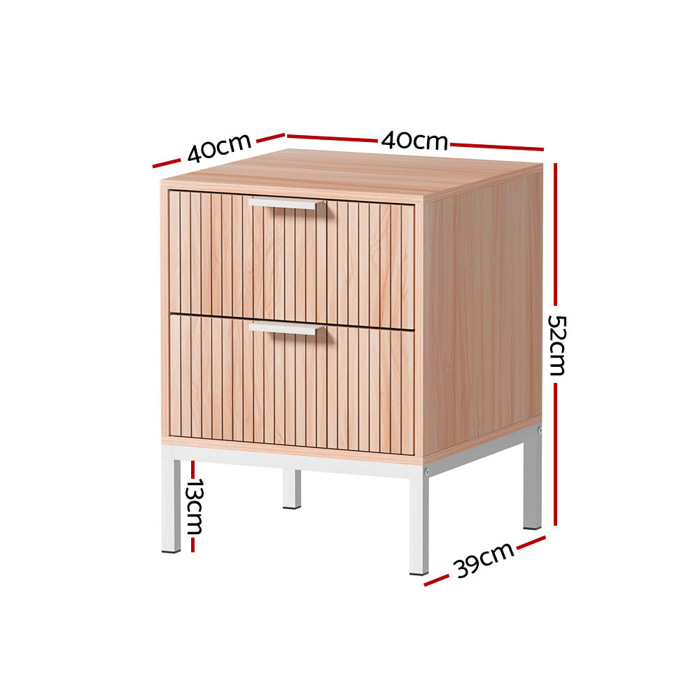 Lura Bedside Table – Pine – 2 Drawers
