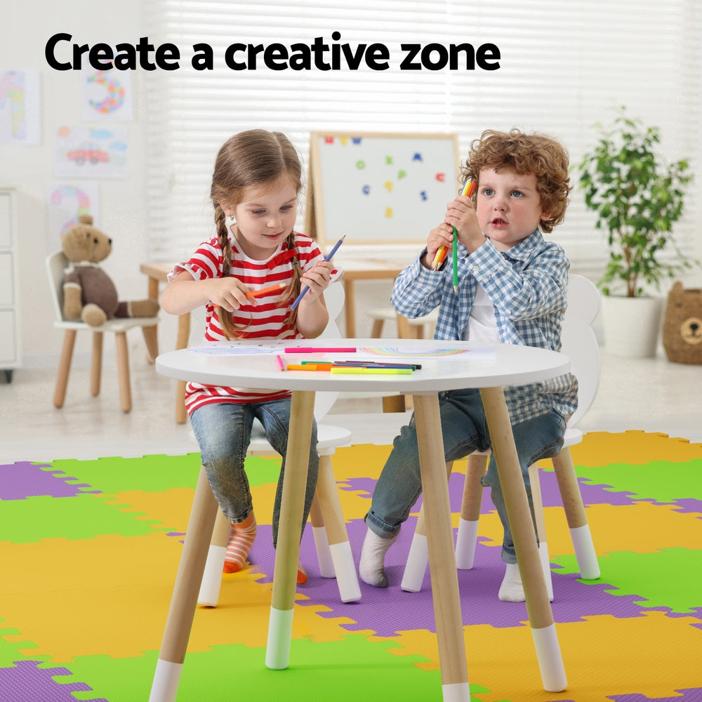 Cove Kids Table and Chairs Set – White – 3 Piece