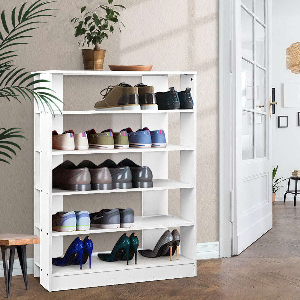 Shoe Rack Cabinet 30 Pairs 6 - Tier Shelf White