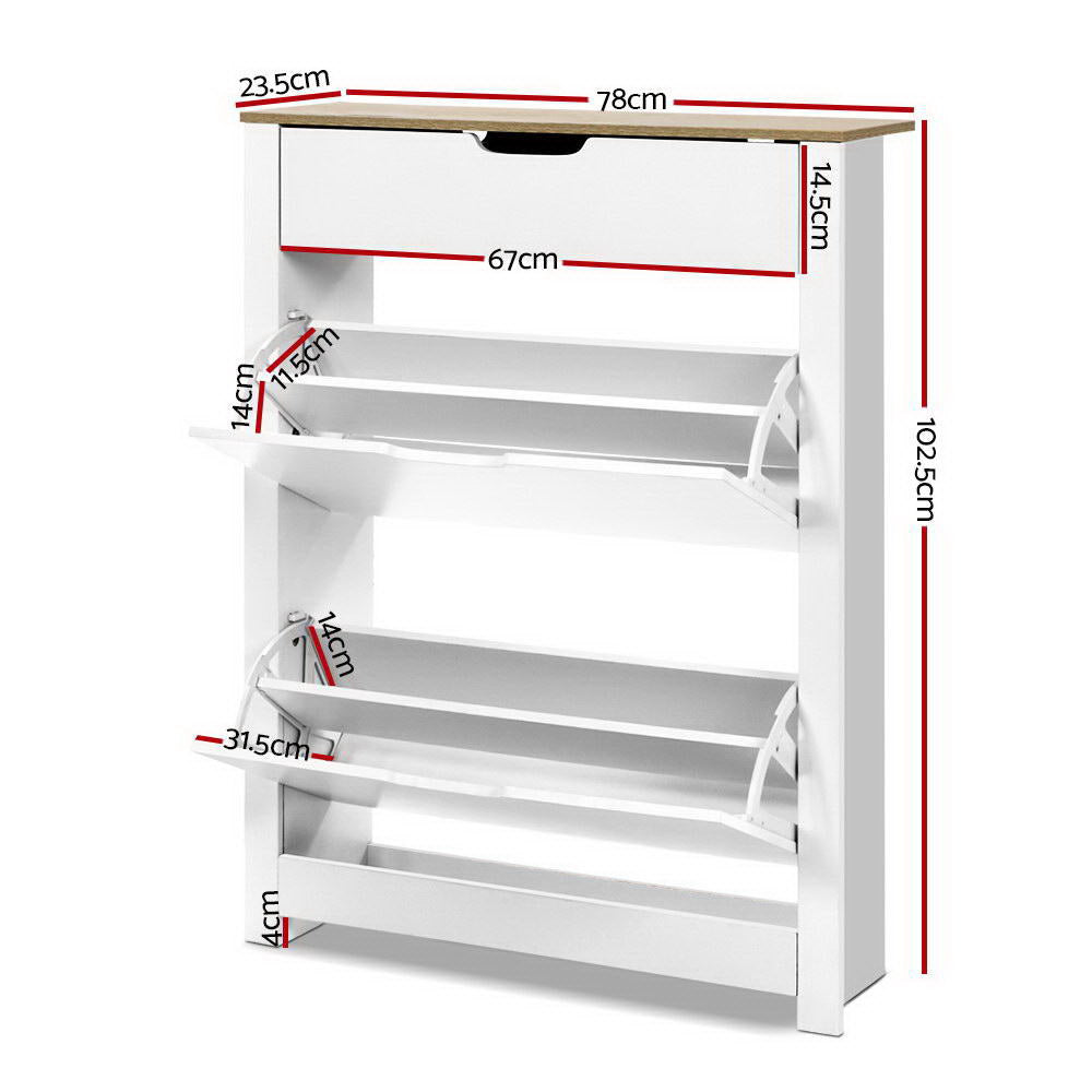 Ana Shoe Cabinet – White – 16 Pairs