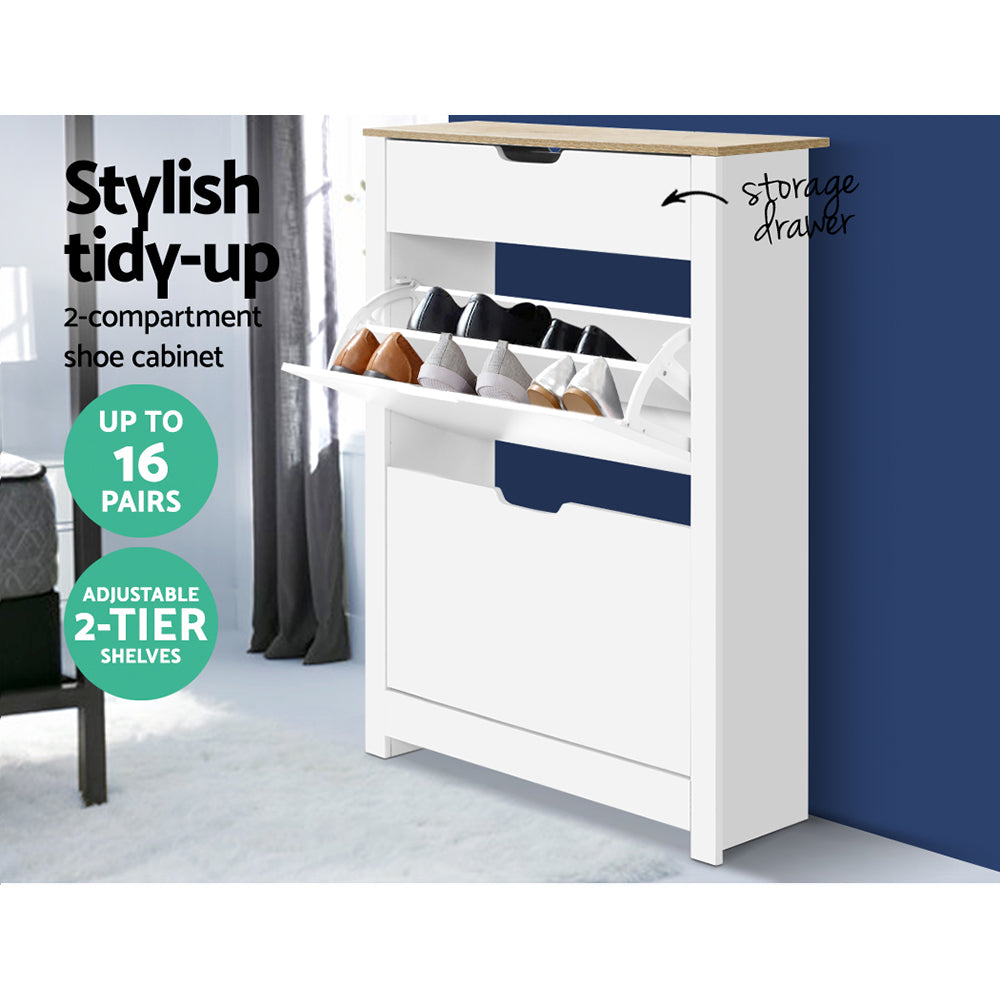 Ana Shoe Cabinet – White – 16 Pairs