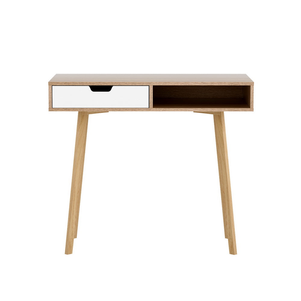 Fiora Computer Desk with Shelf – Oak – 90 cm