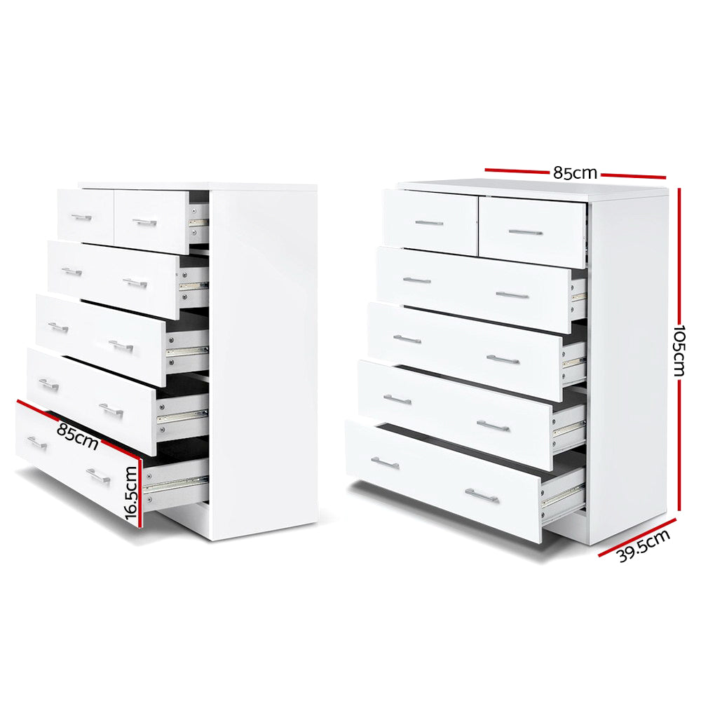Ashford Storage Tallboy – White – 6 Drawer