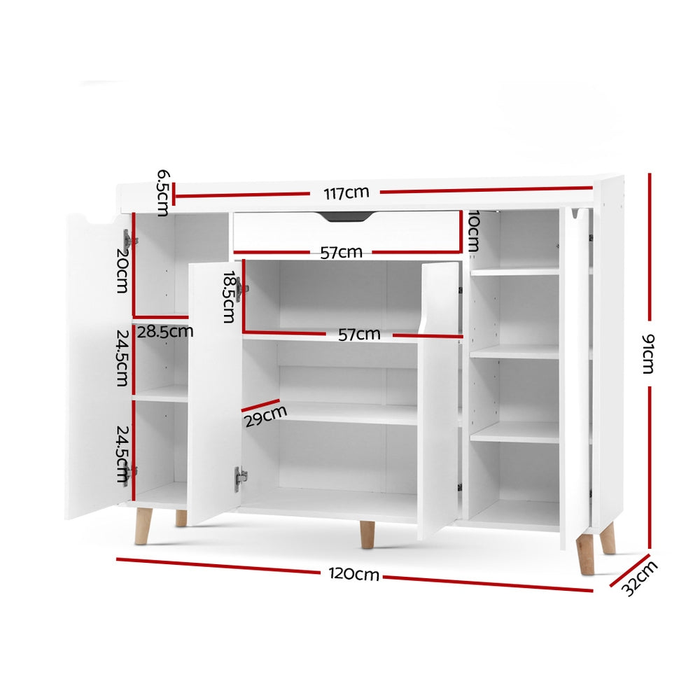 Hudson Shoe Storage Cabinet – White – 120 cm
