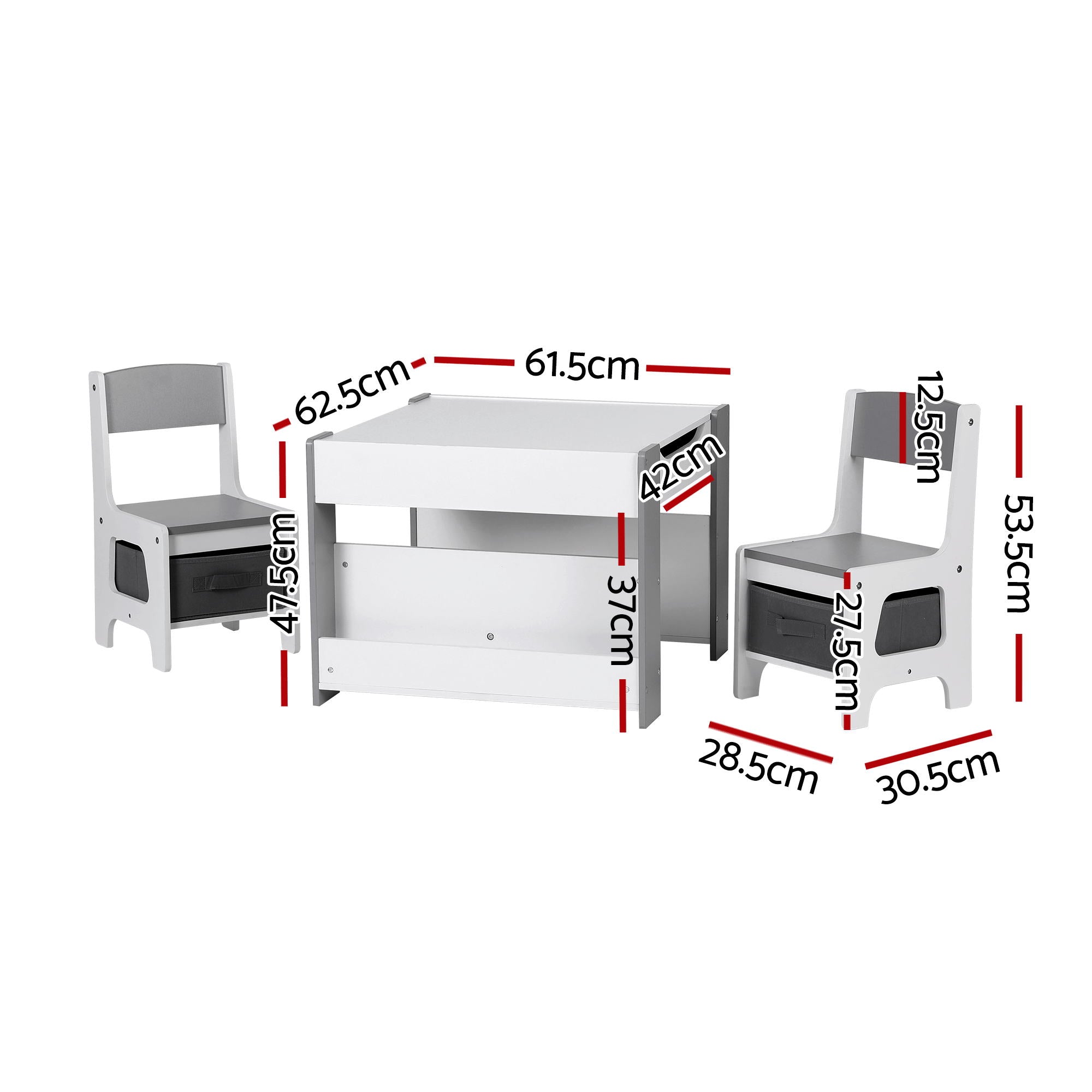 Brixton 4-in-1 Kids Learning Station – Grey – 3 Piece