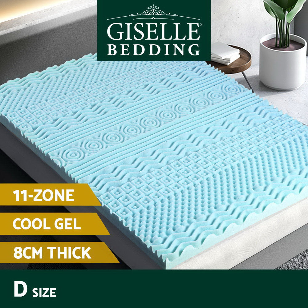 SoftHaven Gel Foam Mattress Topper – Blue – Double