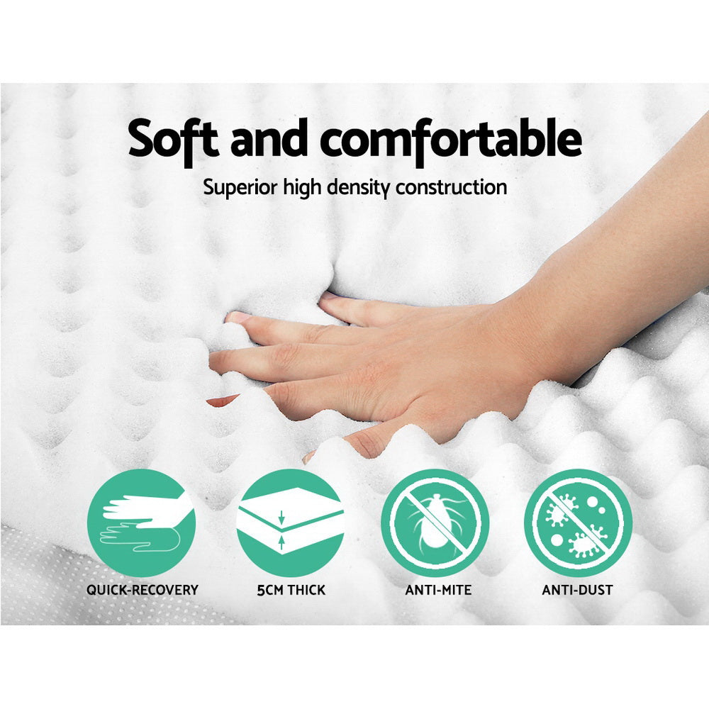 Nara Egg Crate Foam Mattress Topper – White – Queen