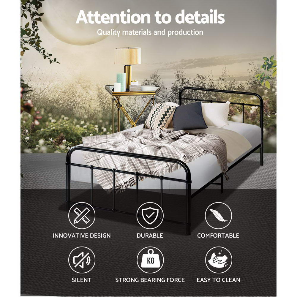 Serano Country Style Metal Bed Frame – Black – Single