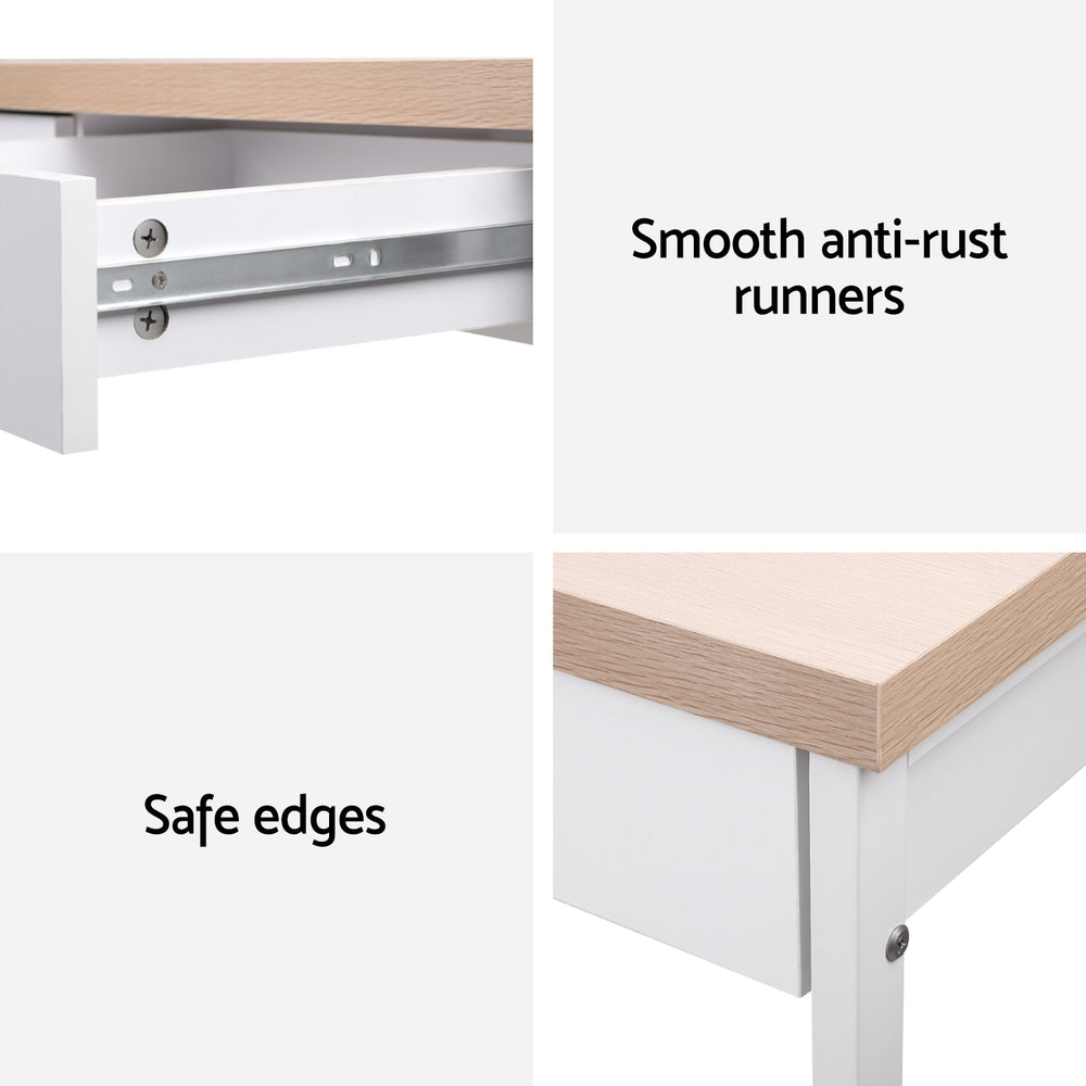 Ashton Computer Desk – Oak & White – 100 cm