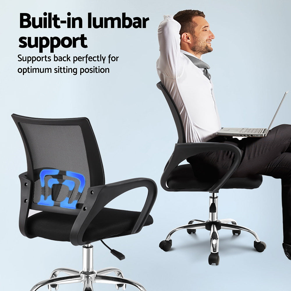 Marston Foldable Computer Desk and Mesh Office Chair Set – Black – 80 cm