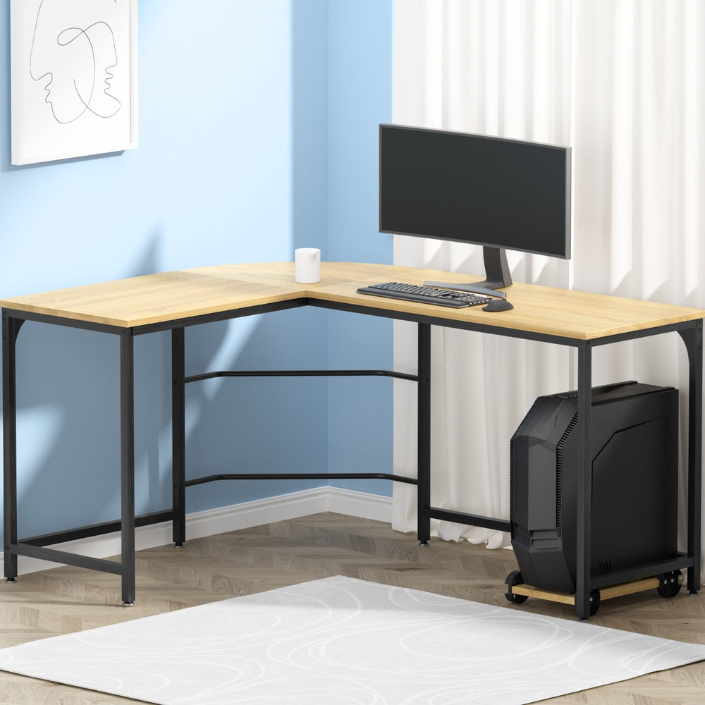 Computer Desk L - Shape CPU Stand Oak 147CM