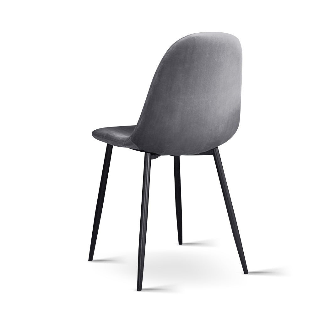 Slope Velvet Dining Chairs – Grey – Set of 4