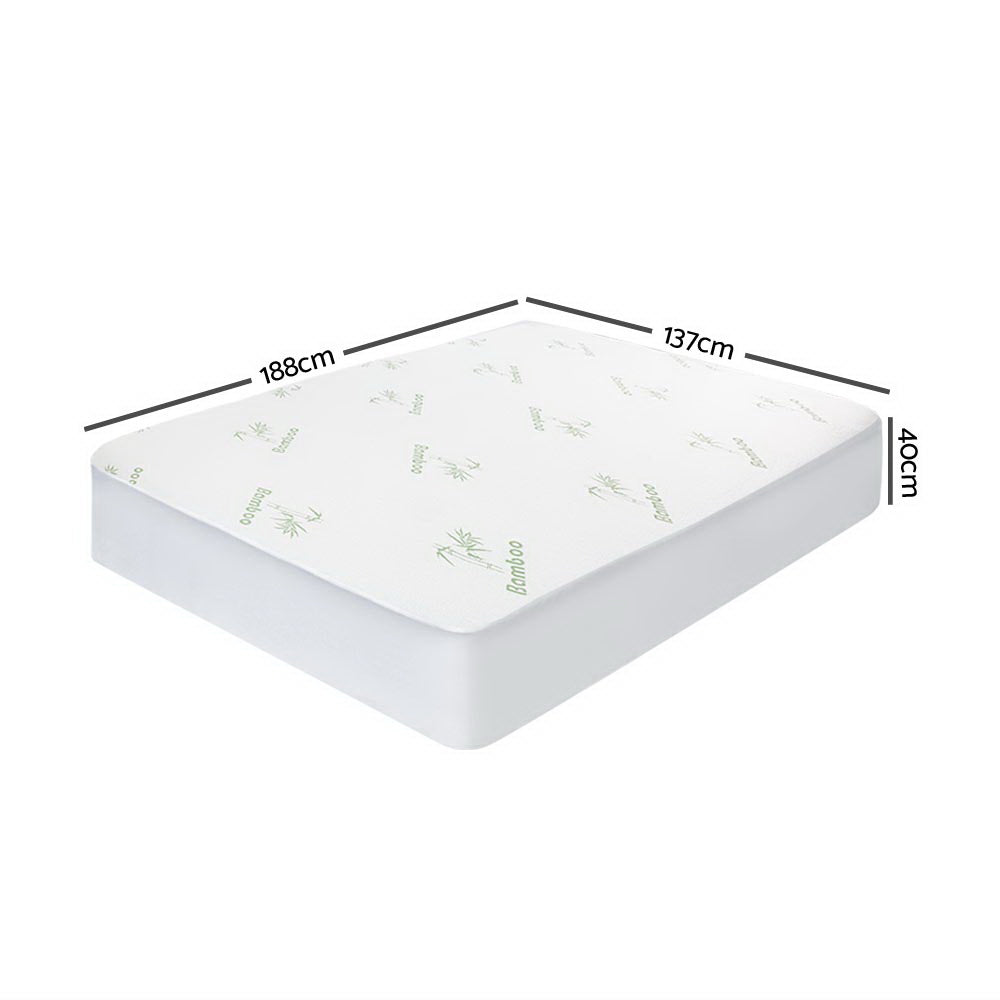 Bambara Bamboo Mattress Protector – White – Double
