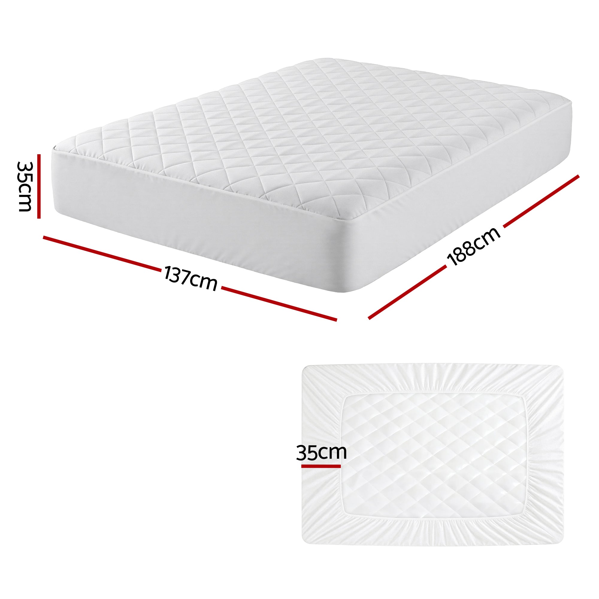 Calderon Cotton Quilted Mattress Protector – White – Double