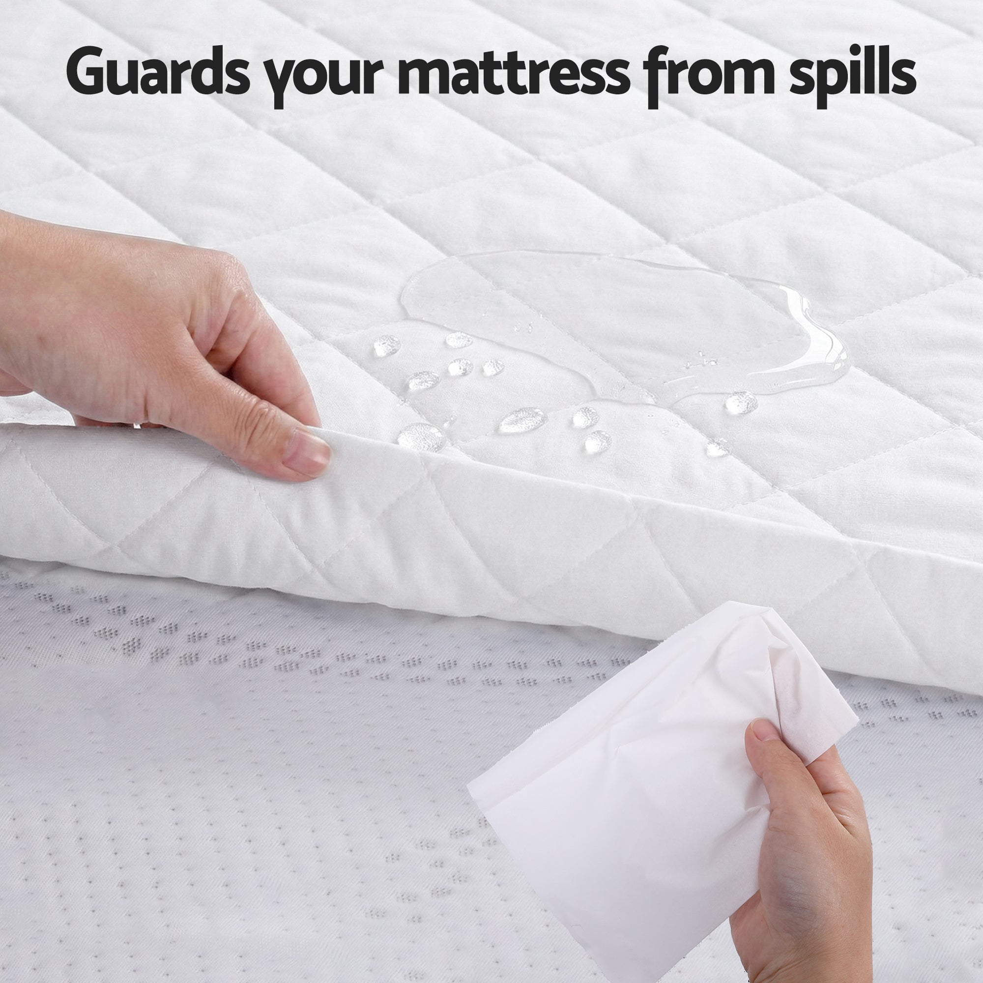 Calderon Cotton Quilted Mattress Protector – White – King Single