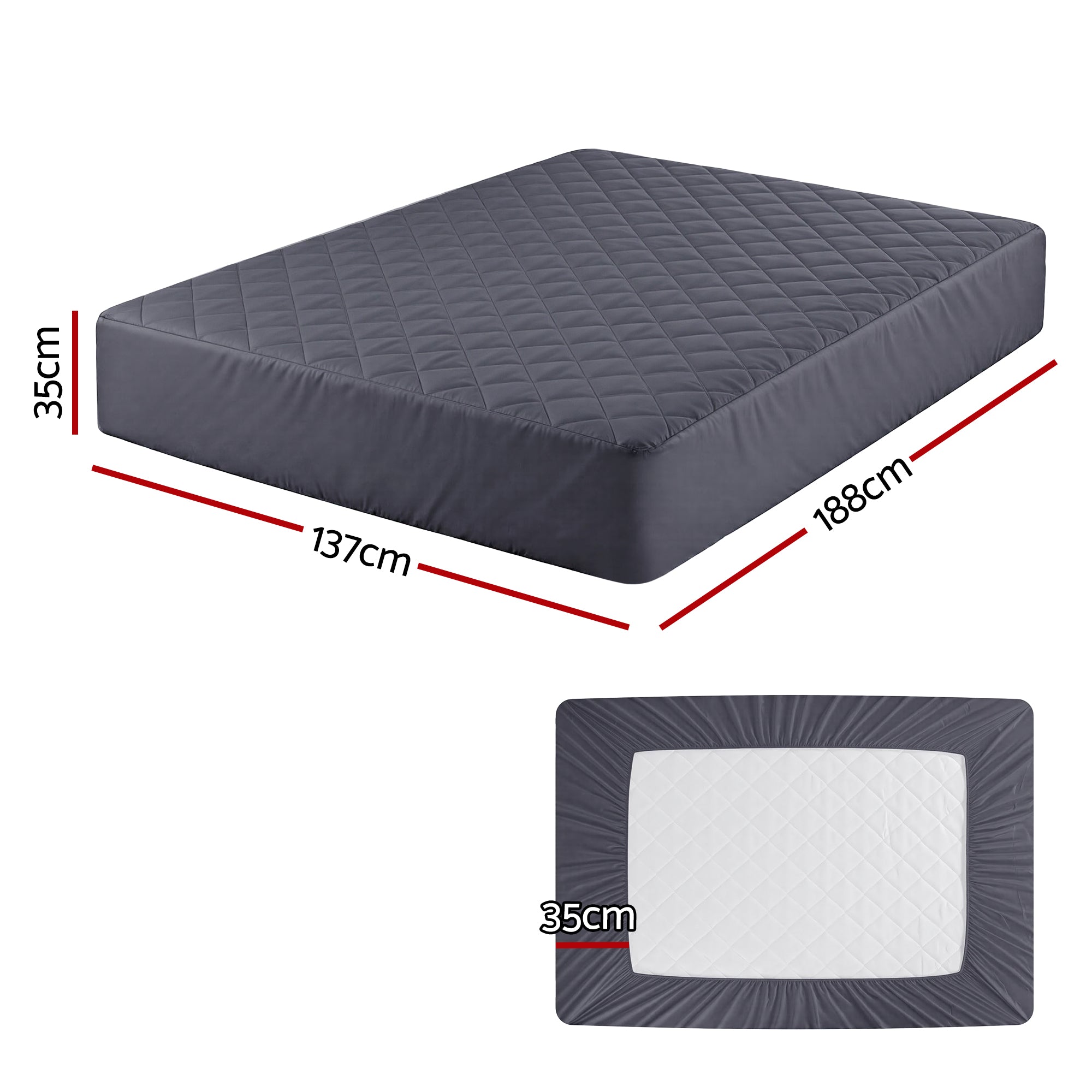 Serano Microfiber Mattress Protector – Grey – Double