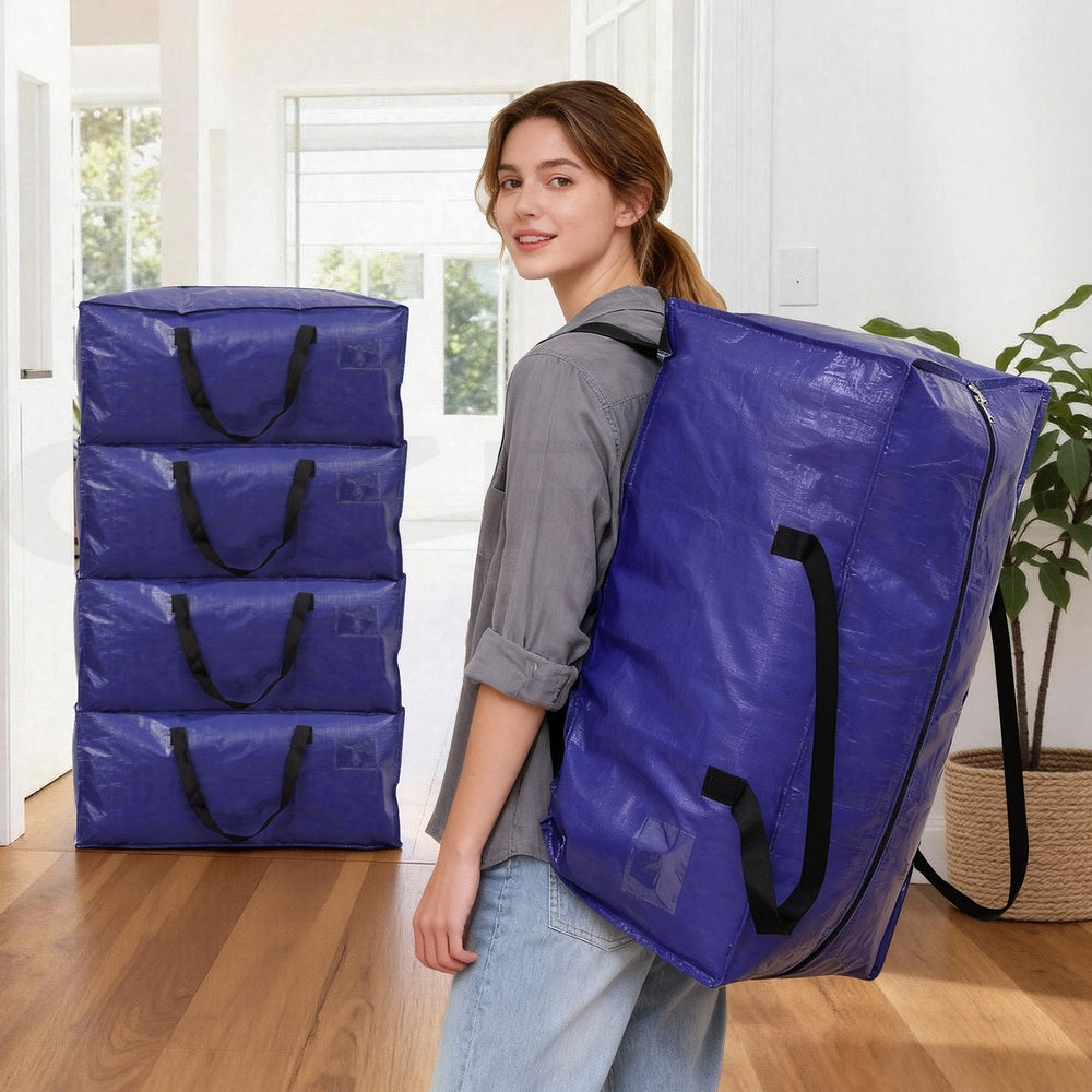Moving Bags Heavy Duty Waterproof Backpack Straps Large Storage Totes 5 Pack Blue