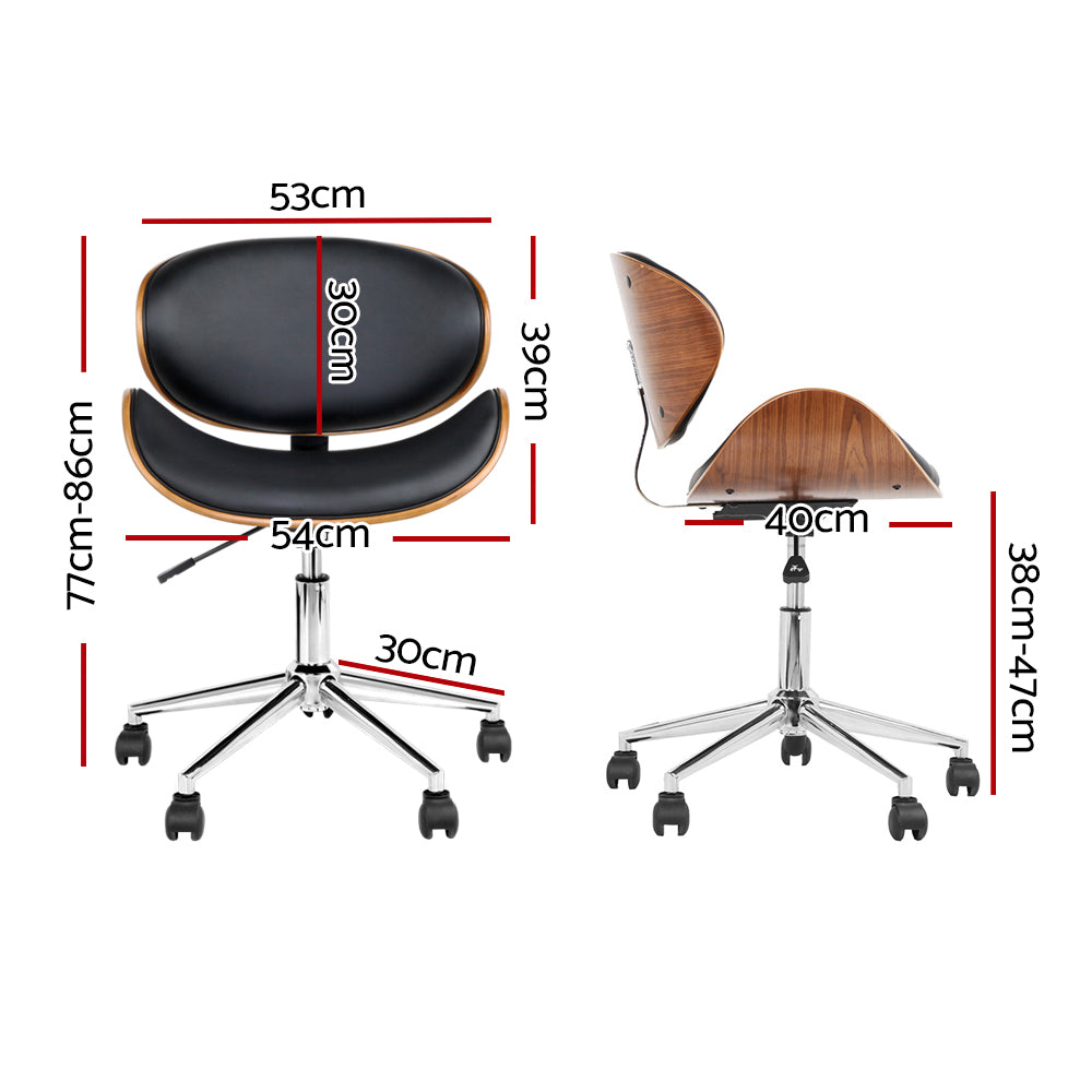 Alderon Wooden Leather Office Chair – Black